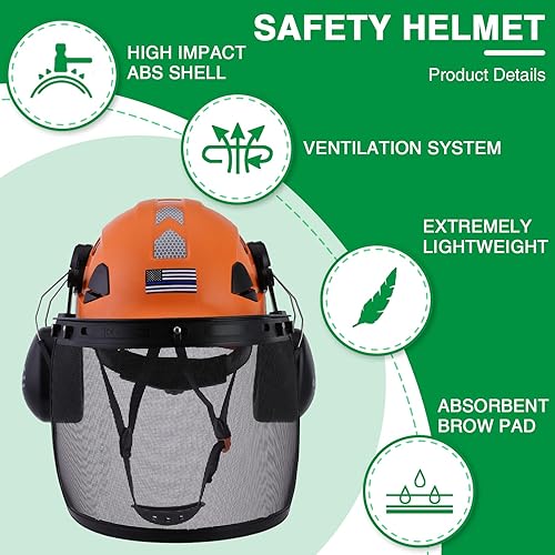 Miniatura 4 de LOHASTAR - Casco forestal con protector facial y orejeras casco de seguridad con motosierra forestal jardín árbol leña trabajo arborista escalada