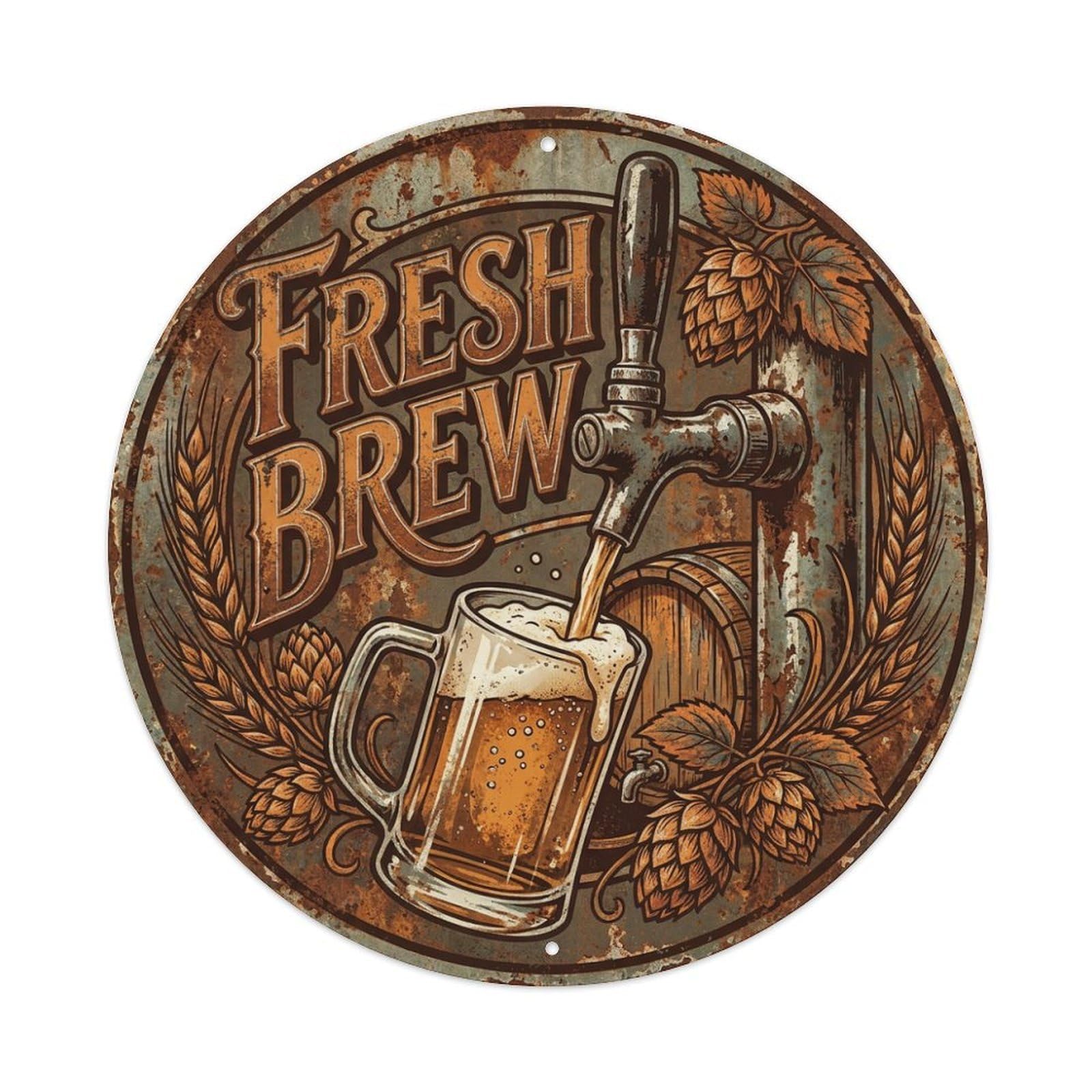 Fyrn Style Metal Tin Sign Vintage Beer Drinkware Fresh Brew Retro Bar For Pub