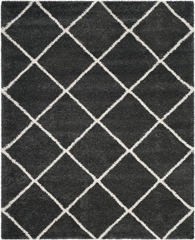 Image of SAGON Anti-Skid Shaggy Carpet Rug for Home | Ultra-Soft Plush Floor Mat for Living Room & Bedroom | Non-Slip, High-Density, Cozy Luxury Decor| 6 x 9 Feet Gray Ivory Box
