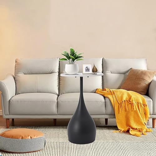 Miniatura 4 de Sofa Side Table,Artificial Marble Round End Table for,Sleek Round Accent Table for Small SpacesBlack