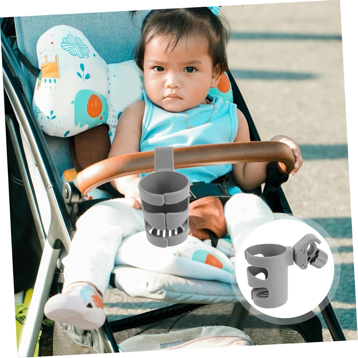360° Rotatable Stroller Cup Holder for Utility Cart and Wheelchair, Spill Resistant and Anti-Shake Pp Drink Holder for Busy Parents and Seniors