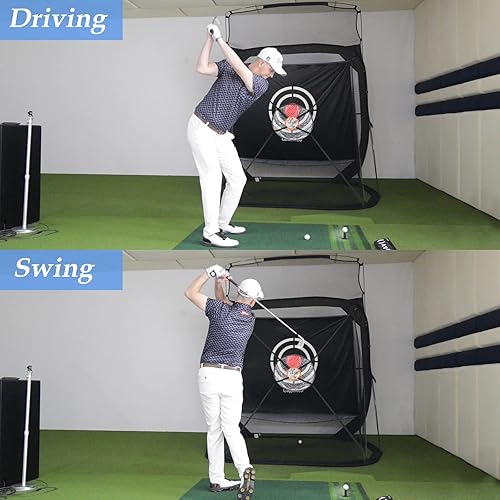 Miniatura 7 de Gagalileo Red de práctica de golf, red de golf desplegable rápida para conducción en el patio, uso en interiores con tela objetivo, bolsa de