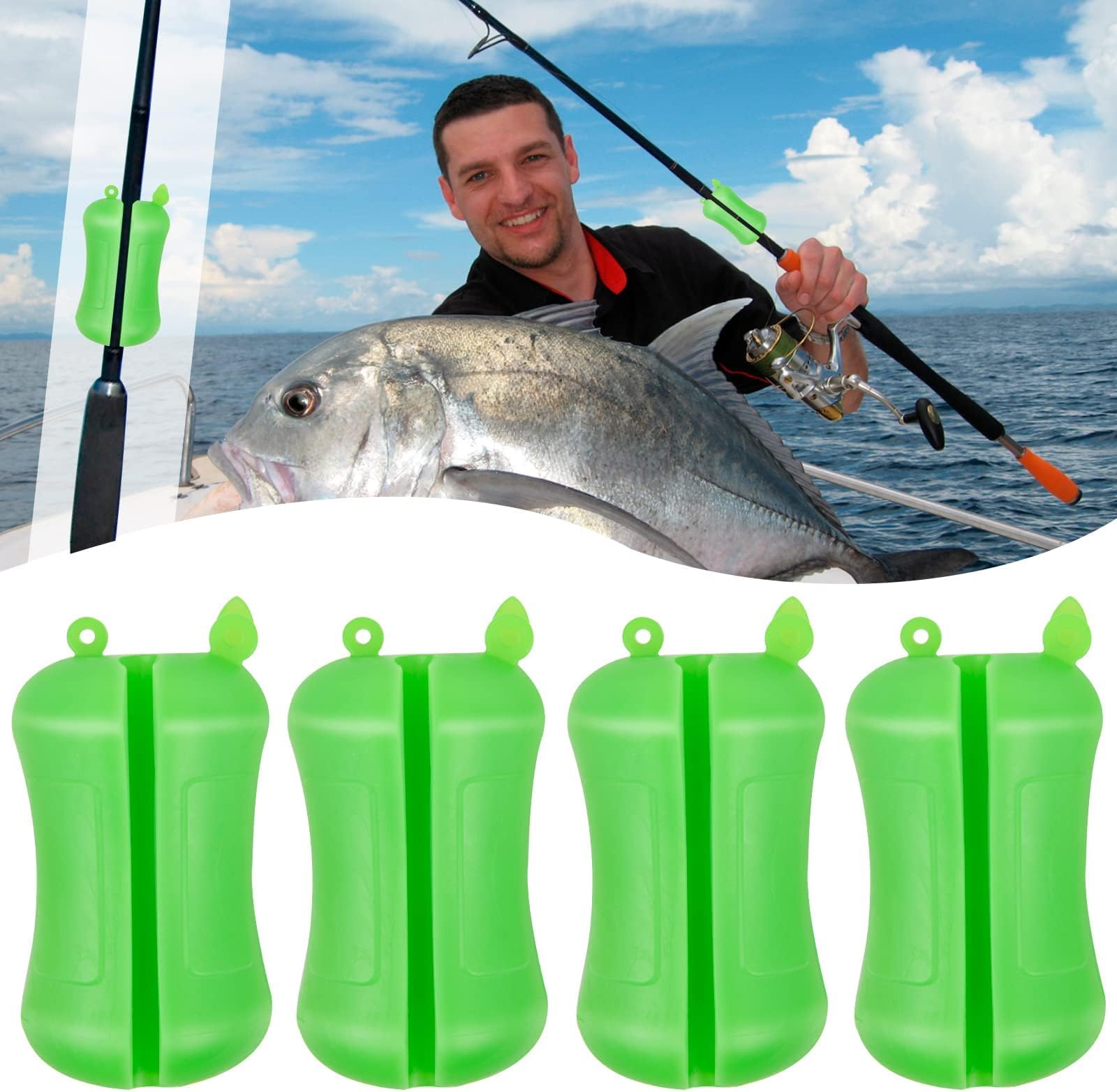 Terrifi 4 Pack Fishing Rod Fixed Ball, Portable Accessories, Reusable Soft Glue Non-Slip Stretchy Tie, Suitable For Outdoor Fishing, Boat Supplie