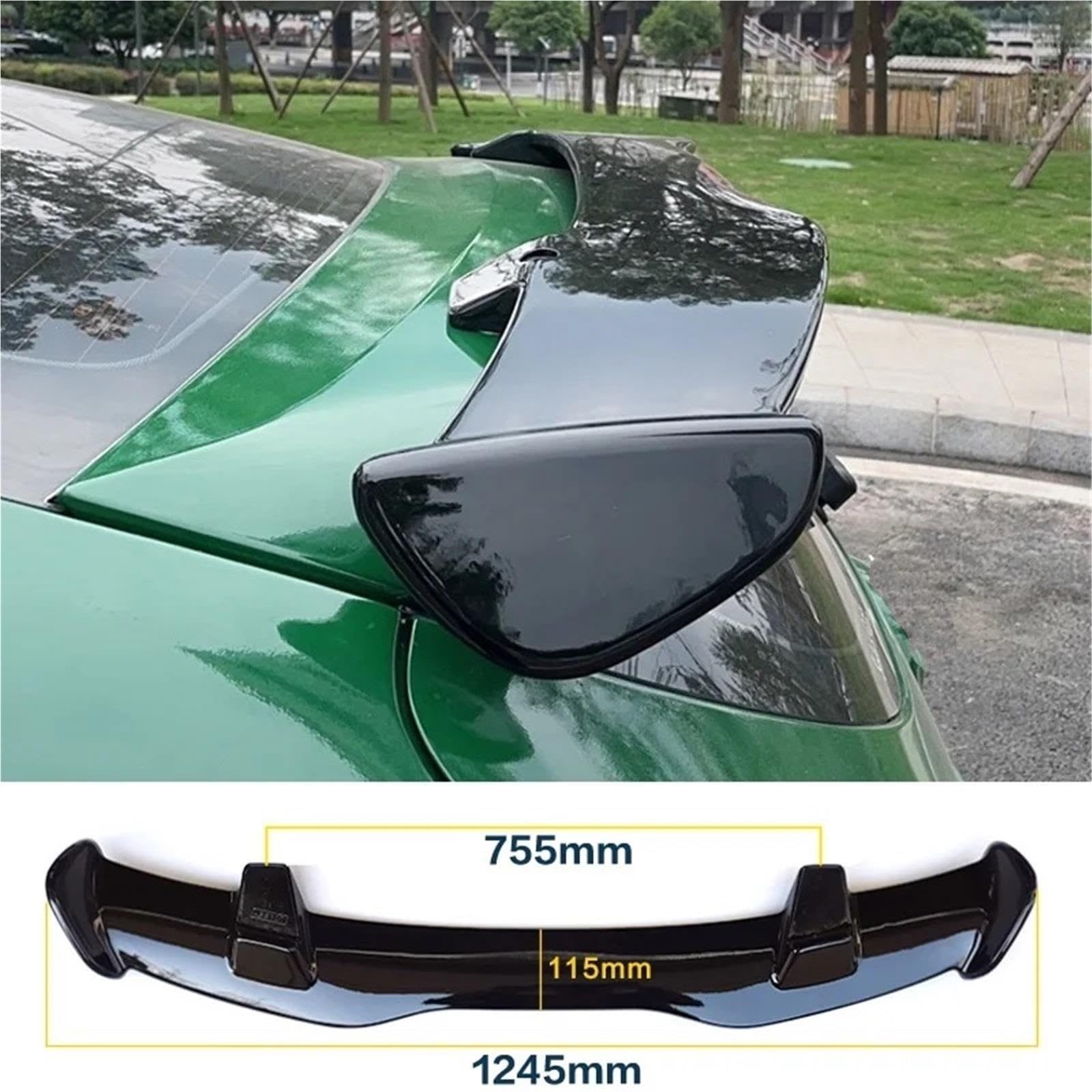 Czarny Spoiler kompatybilny z Hyundai Veloster tylne skrzydło bagażnika 2011 do 2020 typ F powierzchnia węglowa materiał ABS tylny Spoiler dachowy(Gloss black)