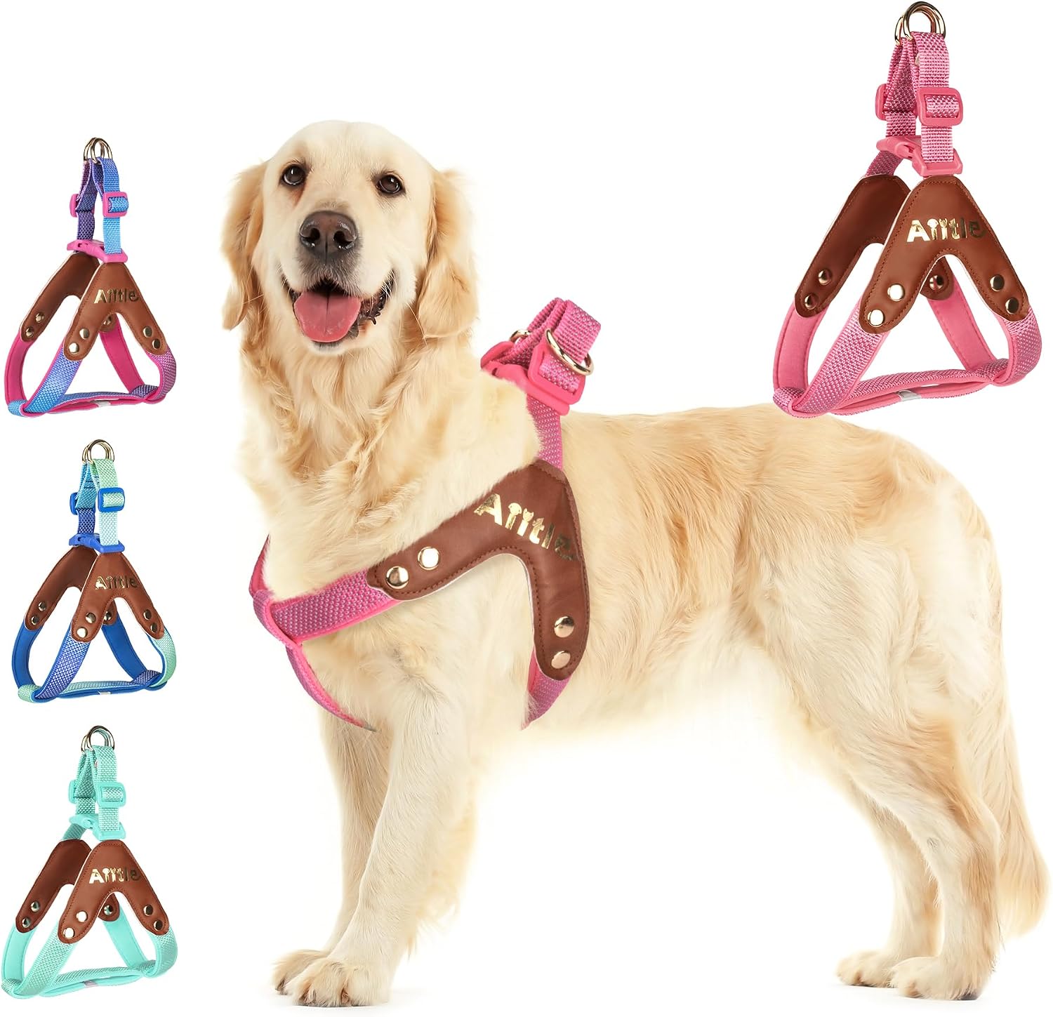 AIITLE Anti-Pull Dog Harness - Breathable, Adjustable, Reflective Padding, Choke-free Comfort for Small, Medium and Large Dogs, Walking and Outdoor Training, Pink L