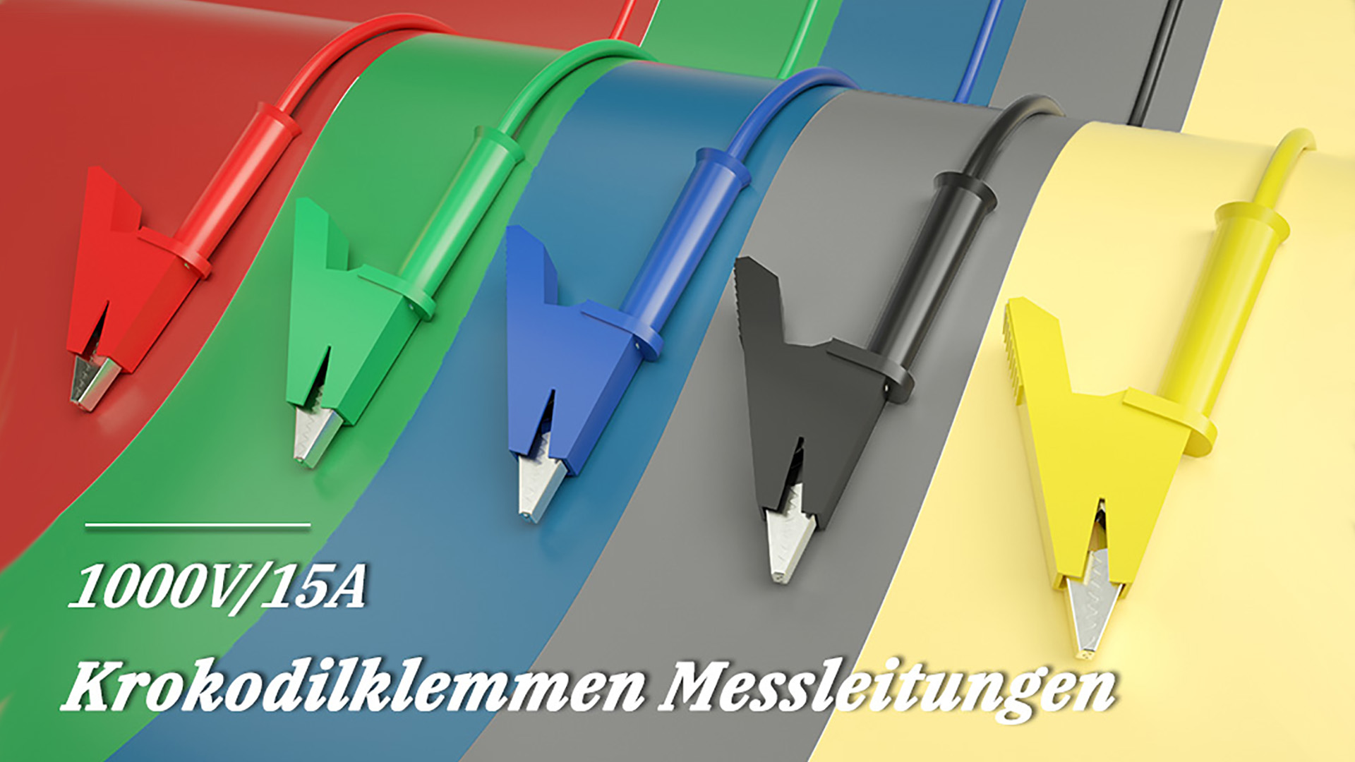 Cleqee 20 Stück Krokodilklemmen Messleitungen – Doppelendig, 5 Farben, 18 AWG, Ideal Für Elektronik-Tests & Breadboard