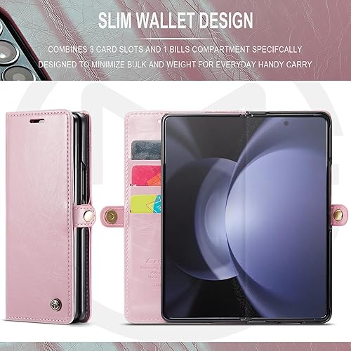 Miniatura 2 de Hongxinyu Funda tipo cartera para Samsung Galaxy Z Fold5 2023, protección magnética, de piel sintética, con tarjetero, ranura para efectivo, bloqueo