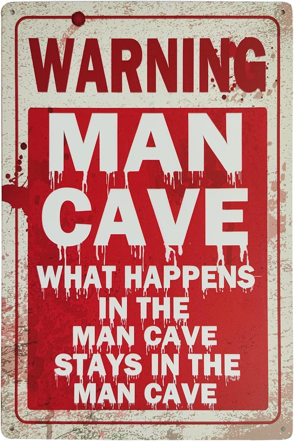 Anceky Warning Man Cave What Happens in the Cave Vintage Tin Sign Metal Wall Art Funny Home Mancave Signs for for Bars, Cafes Pubs, Garage 12x16 Inch