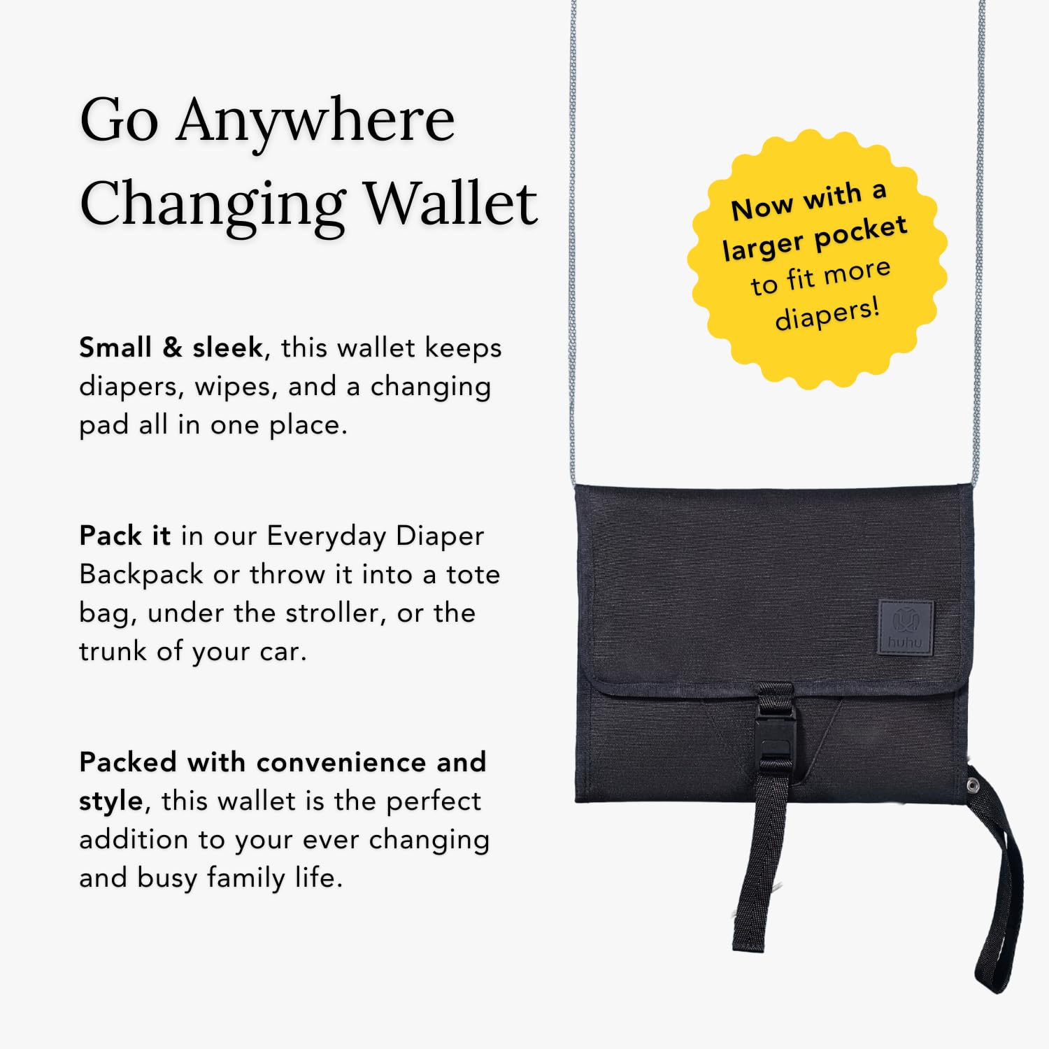 Huhu Cartera cambiadora de bebé, compacta, portátil, cambiador de pañales para viajes, lavable y plegable (mediano (dle of The Night) negro)