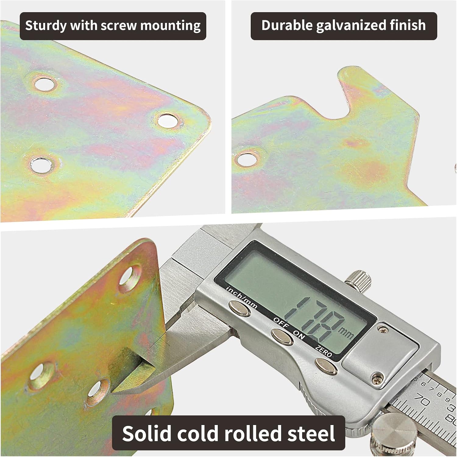 4 Sets Bed Rail Hook Plates, Heavy Duty Bed Rail Fitting Bracket with Mounting Screws, Universal Wood Bed Rail Hooks Hardware for Bed Frames, Headboards, Foot-Boards (Galvanized Brass)
