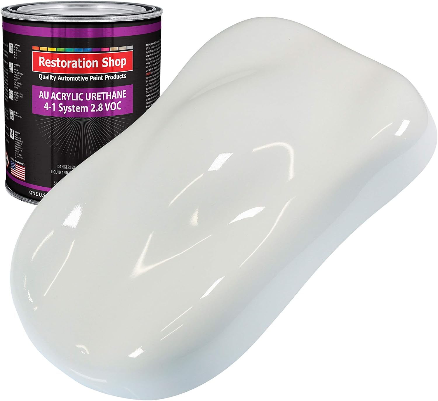 Restoration Shop - Pure White Acrylic Urethane Auto Paint - Quart Paint Color Only - Professional Single Stage High Gloss Automotive, Car, Truck Coating, 2.8 VOC