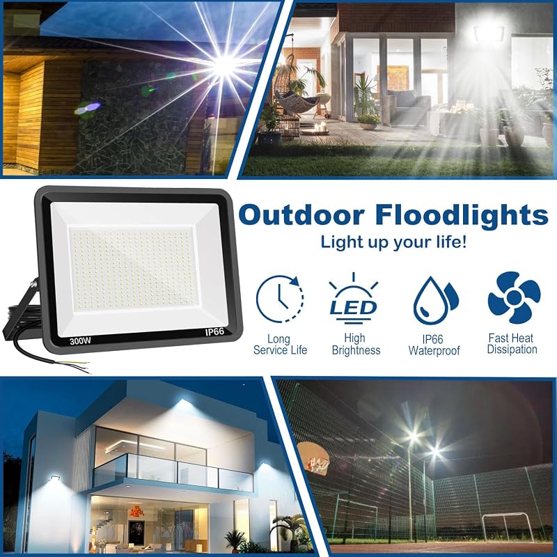 Niserelesa 300W LED reflektor 30000 lm IP66 vízálló kültéri lámpa hidegfehér
