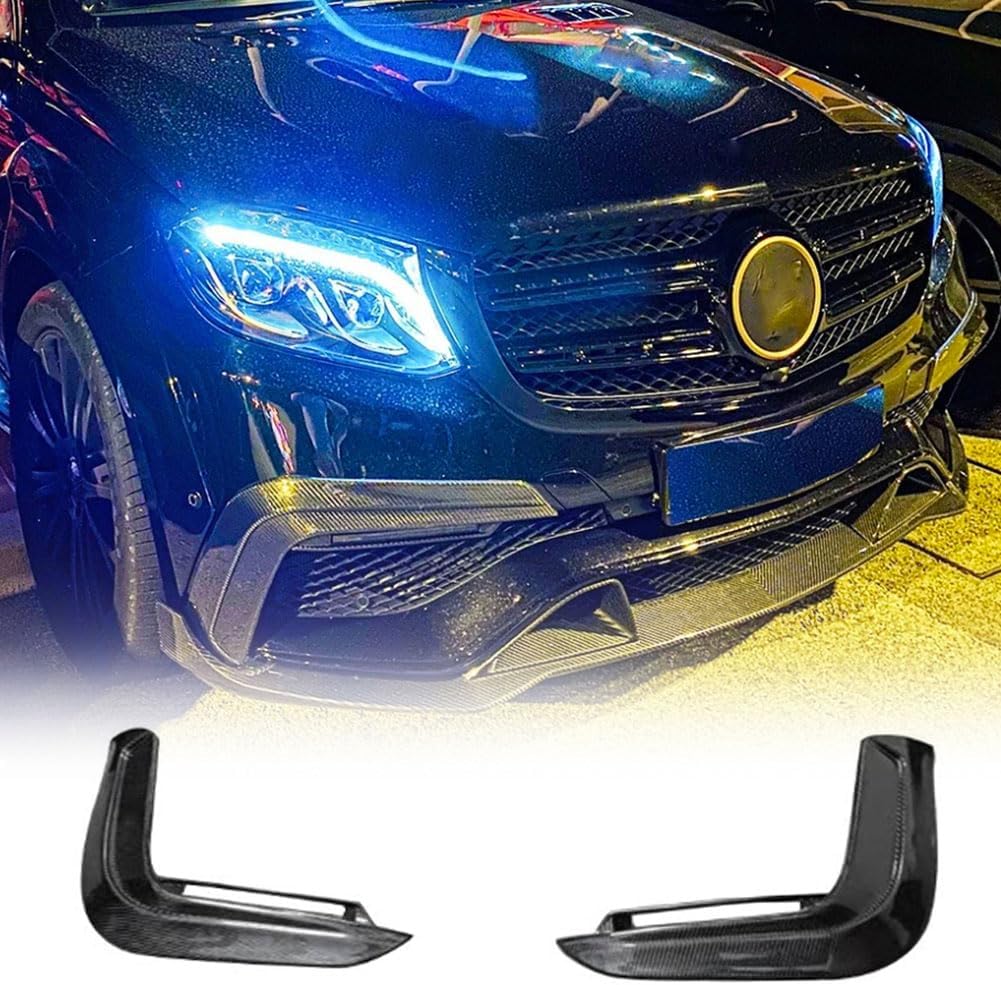 Carbon Fiber Front Bumper Vent Canard Compatible with Mercedes Benz GLS63 AMG Base Sport 2016-2019 Fog Lamp Fin Fender Front Splitter Air Vent Cover