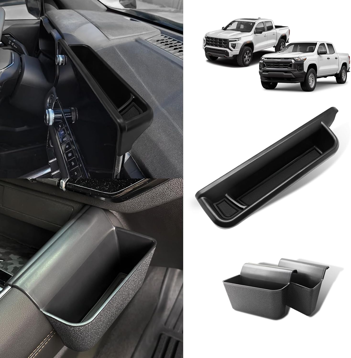 Muslogy Dash Storage Box & Center Console Side Organizer Compatible with Chevrolet Colorado & GMC Canyon 2023 2024 2025 2026 Accessories Interior Secondary Tray(Dash Tray+Shift Storage Box)