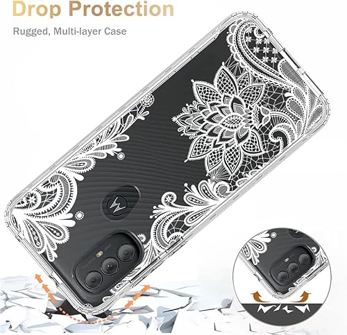 Miniatura 7 de Funda para Moto G Power 2022 XT2165DL con protector de pantalla de vidrio templado, cuerpo completo, a prueba de golpes, lindo patrón de mandala