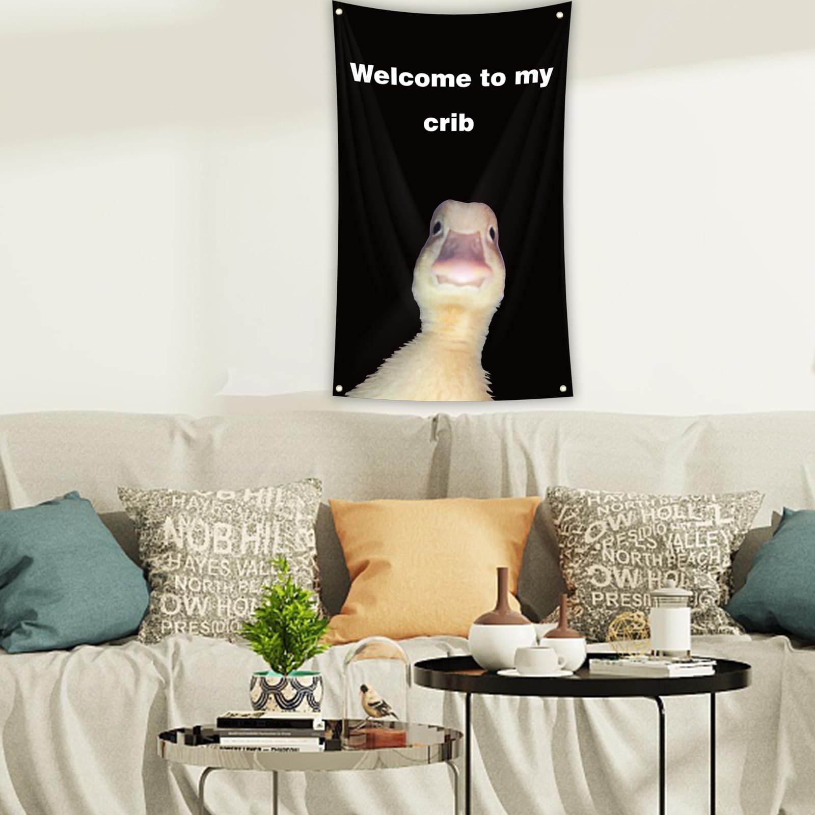 Welcome To My Crib Flagge – 90x150 Cm, Lustiges Banner Für Studentenwohnheim & Zimmer, Mit 4 Ösen