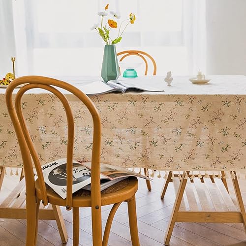 Miniatura 3 de YUURAIN VUVU - Mantel rectangular de algodón con varios patrones de plantas, con borlas y costuras para cocina, comedor, mesa, decoración, fiesta de