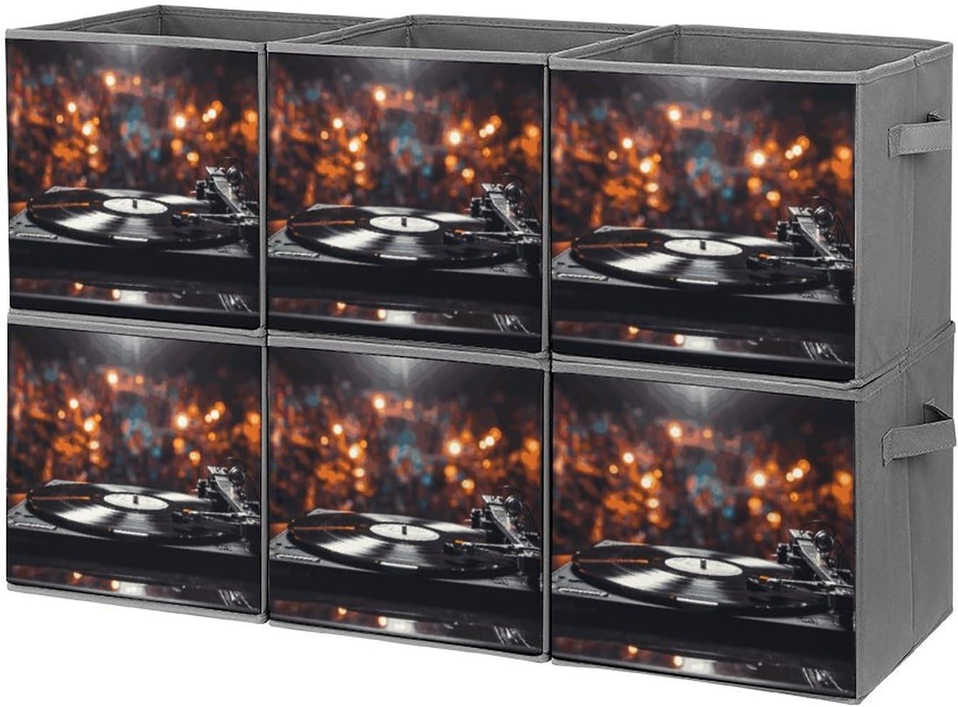 Music Album Frame Storage Cubes Set of 6 Storage Bins with Handles Collapsible Storage Basket Fabric Storage Box for Shelves Large Closet Shelf Organizer for Organization 11 Inch