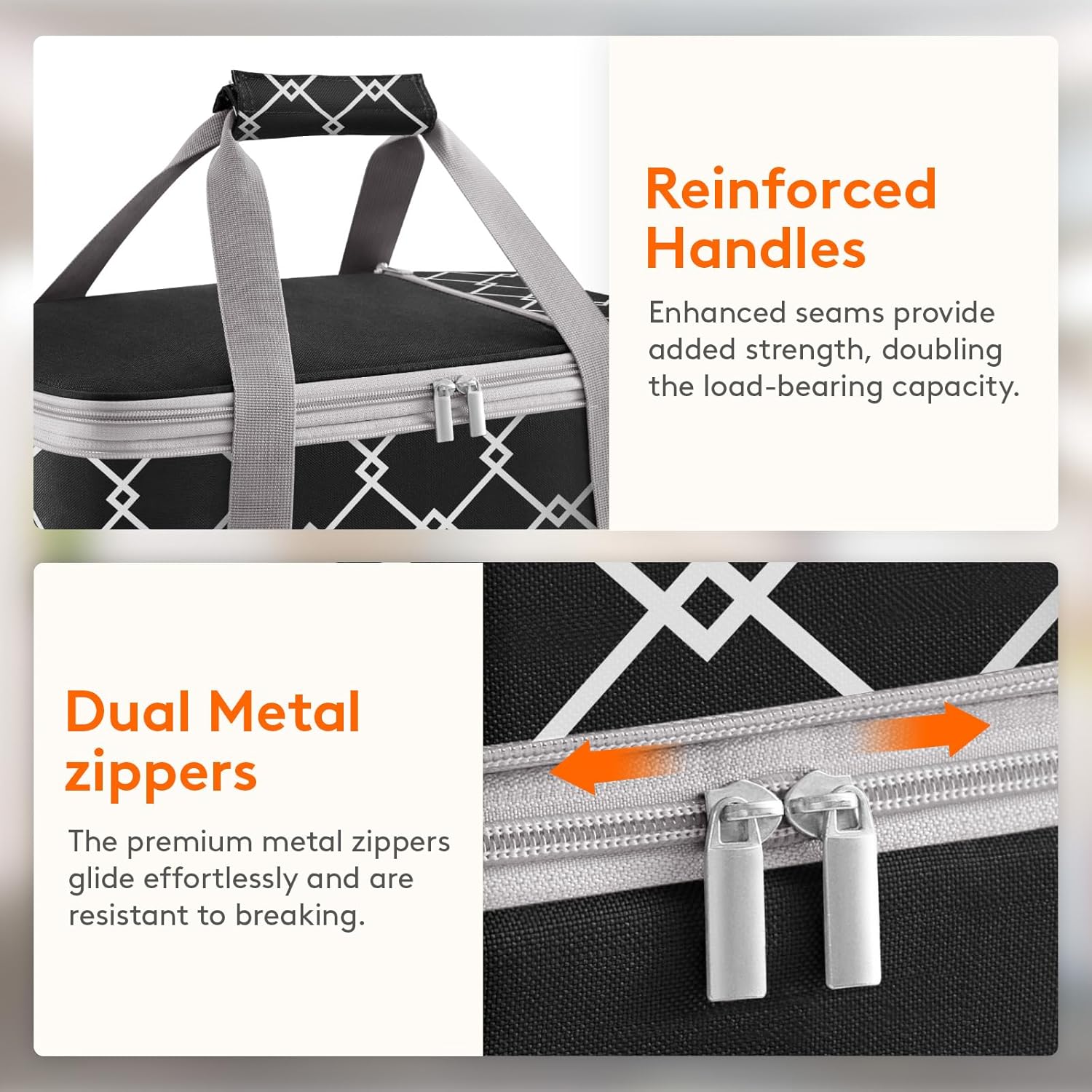 Lifewit Insulated Double Decker Casserole Carrier, Expandable Lasagna Lugger Tote Bag for Hot or Cold Food, Fits 9" x 13" Baking Dish for Potluck Parties, Picnic and Cookouts, Black-Geometric - Image 7