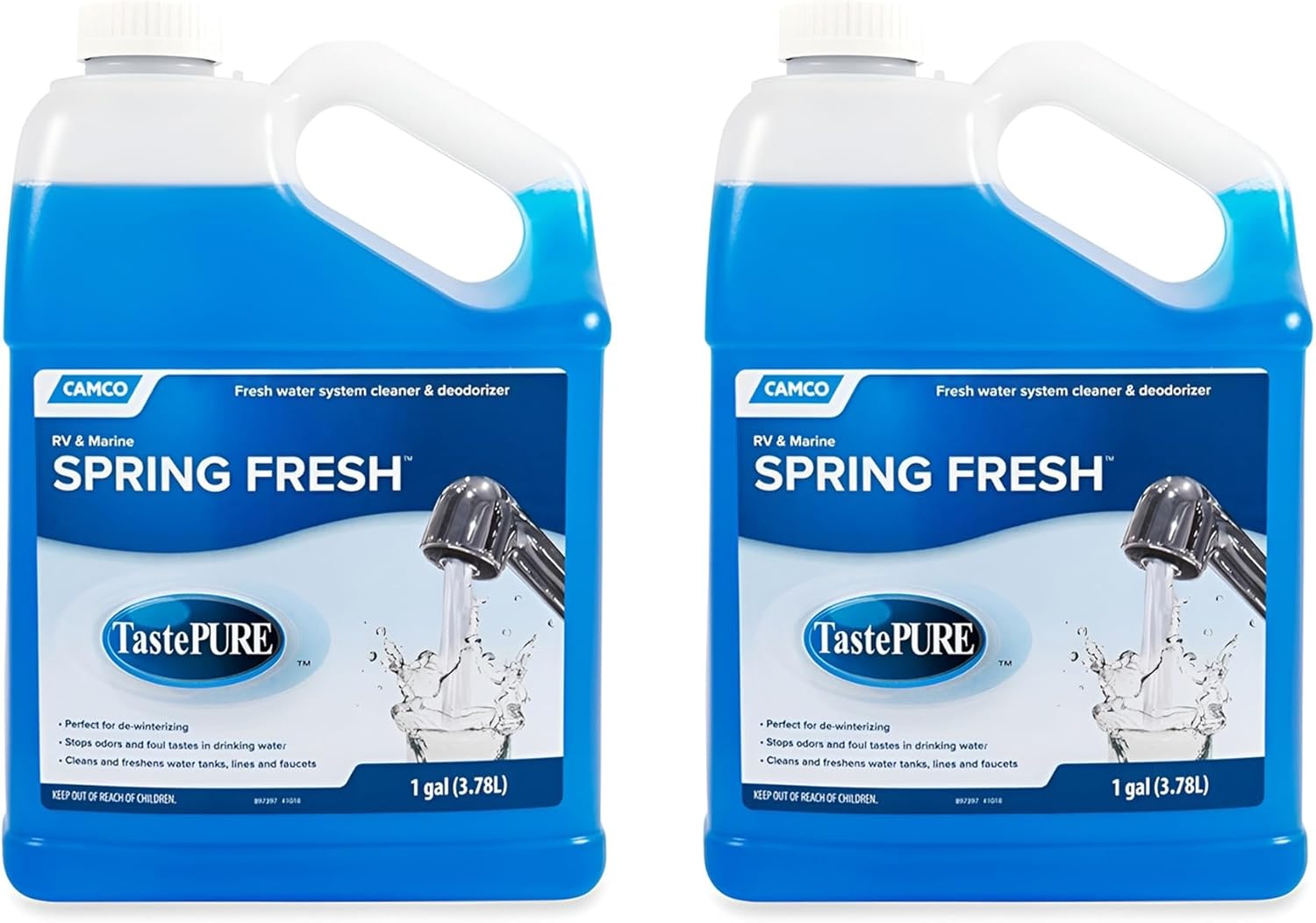 Camco 2 Pack TastePure Water System Cleaner and Deodorizer for RVs, Spring Fresh, 128 Ounces