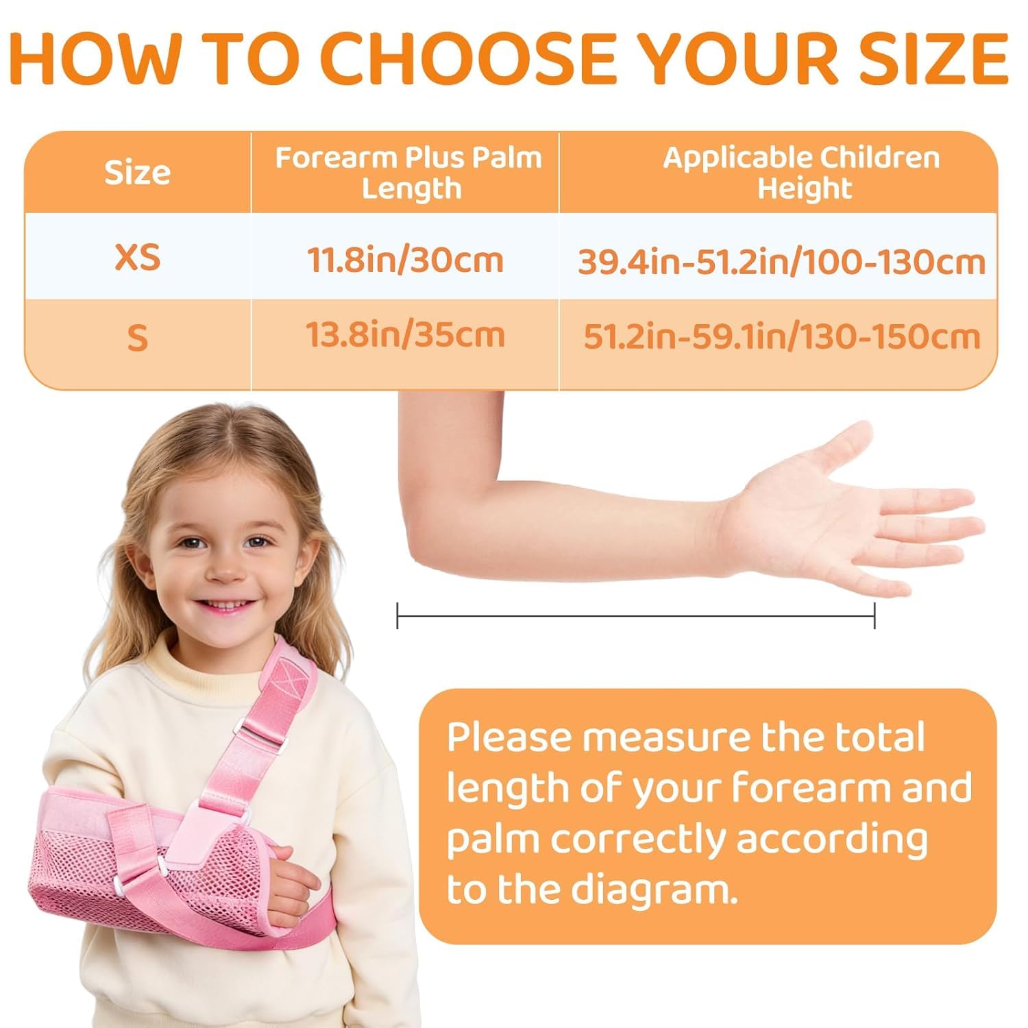 ENLUNTRA Kids Upper Extremity Sling, Arm Sling for Kids, Arm Brace with Support Plate, Arm Support Sling Shoulder Immobilizer for Children Shoulder Injury, Suit for Left and Right Arms (Pink-S)