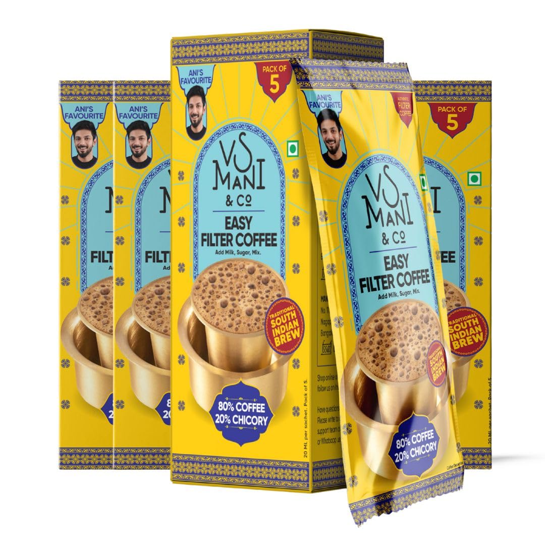 VS Mani & Co Filter Coffee Decoction - Arabica Dark Roast, Strong and Aromatic Instant Filter Coffee Liquid | Authentic South Indian Flavour | Pack of 4 x 100ml | 400 ml