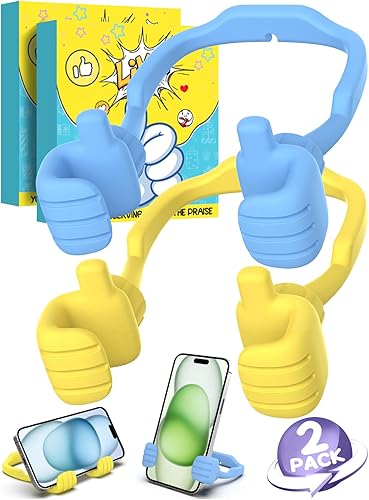 Miniatura 8 de Regalos navideños para mujeres, hombres, adolescentes y niñas paquete de 2 soportes para teléfono celular, pulgares hacia arriba, soporte para