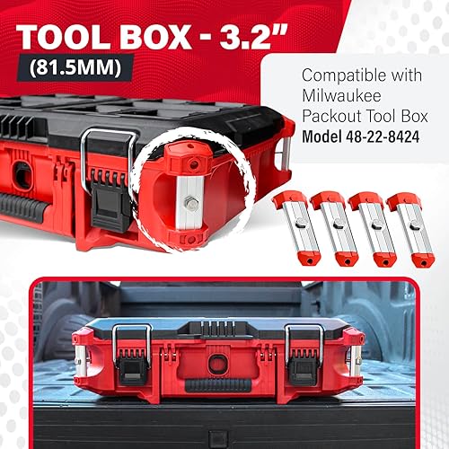 Miniatura 11 de Rieles de repuesto roscados de 7.7 pulgadas (7.677 in) compatibles con la caja de herramientas Milwaukee Packout 48-22-8425, incluye tapas de Negro