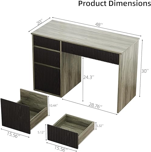 Miniatura 2 de 4 EVER WINNER - Escritorio de computadora con cajones, escritorio pequeño de 48 pulgadas con cajones y gabinete de almacenamiento, escritorio de