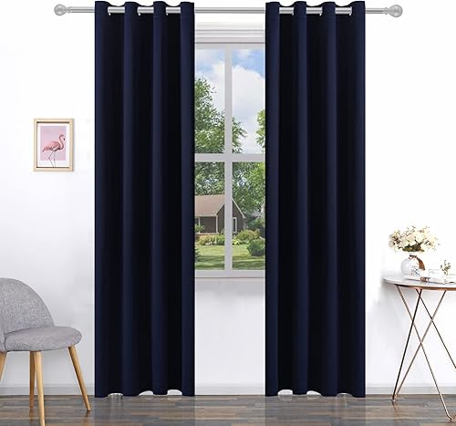 Miniatura 33 de Pickluc Cortina opaca para dormitorio, bloqueo de luz, aislamiento de calor, reducción de ruido, tela más gruesa, extra plegable, 2 paneles, 42