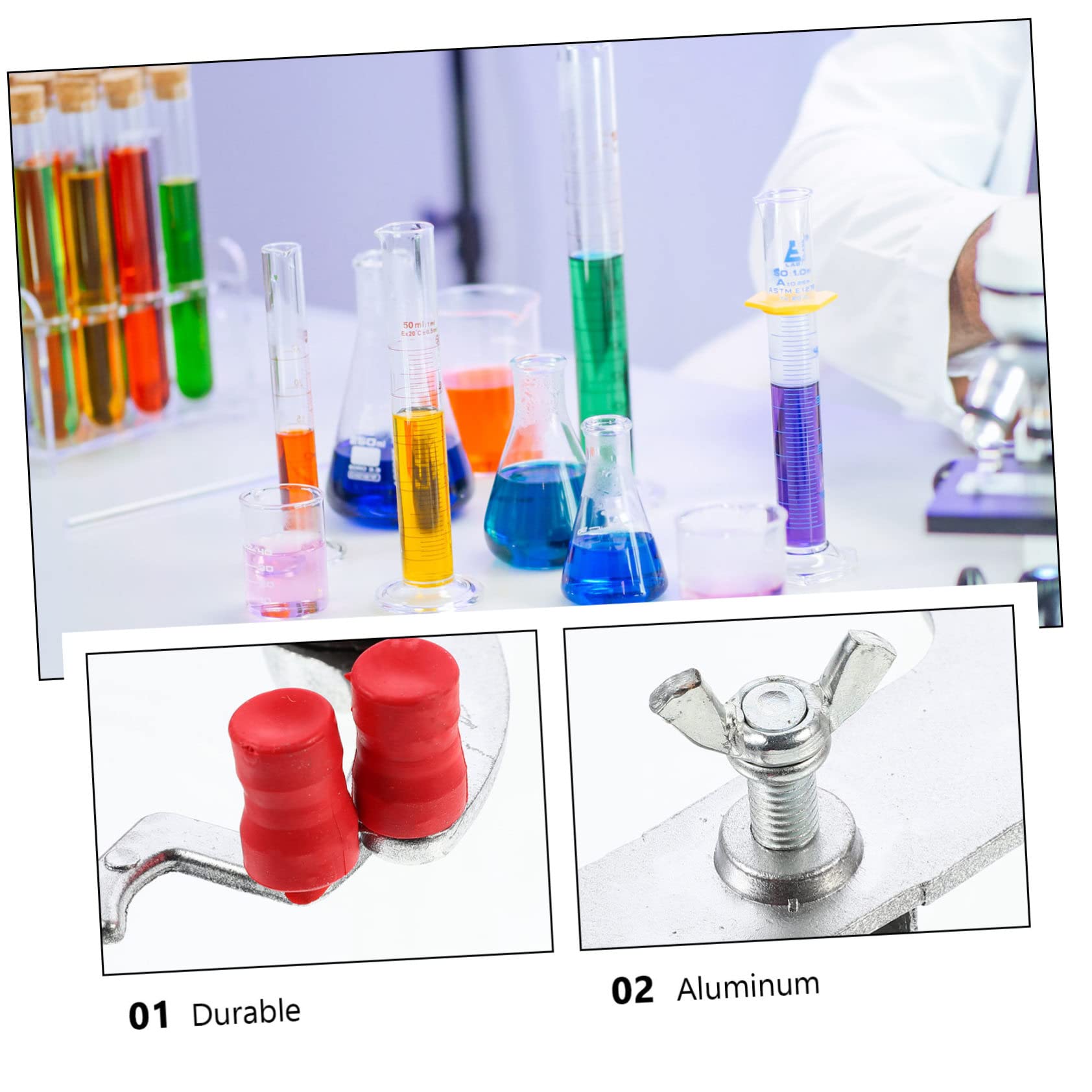 PRETYZOOM 3 Pezzi Clip per Titolazione da Laboratorio Alluminio Fissaggio Sicuro per Burette su Tavolo da Titolazione Clip Test Tube Resistente e Facile da Usare per Esperimenti Scientifici