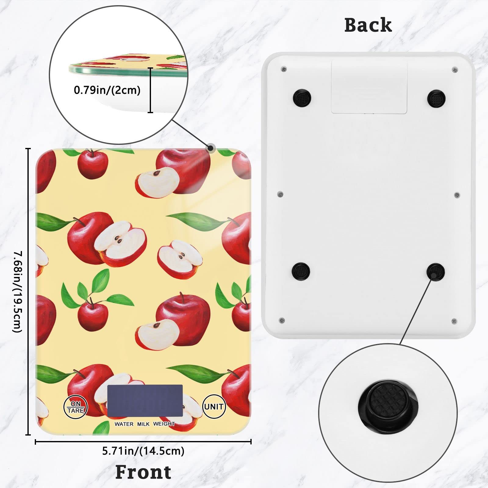 Food Kitchen Scale Digital Waterproof Highly Accurate Scale 11 LBs Baking, Cooking Red Apples Fruits