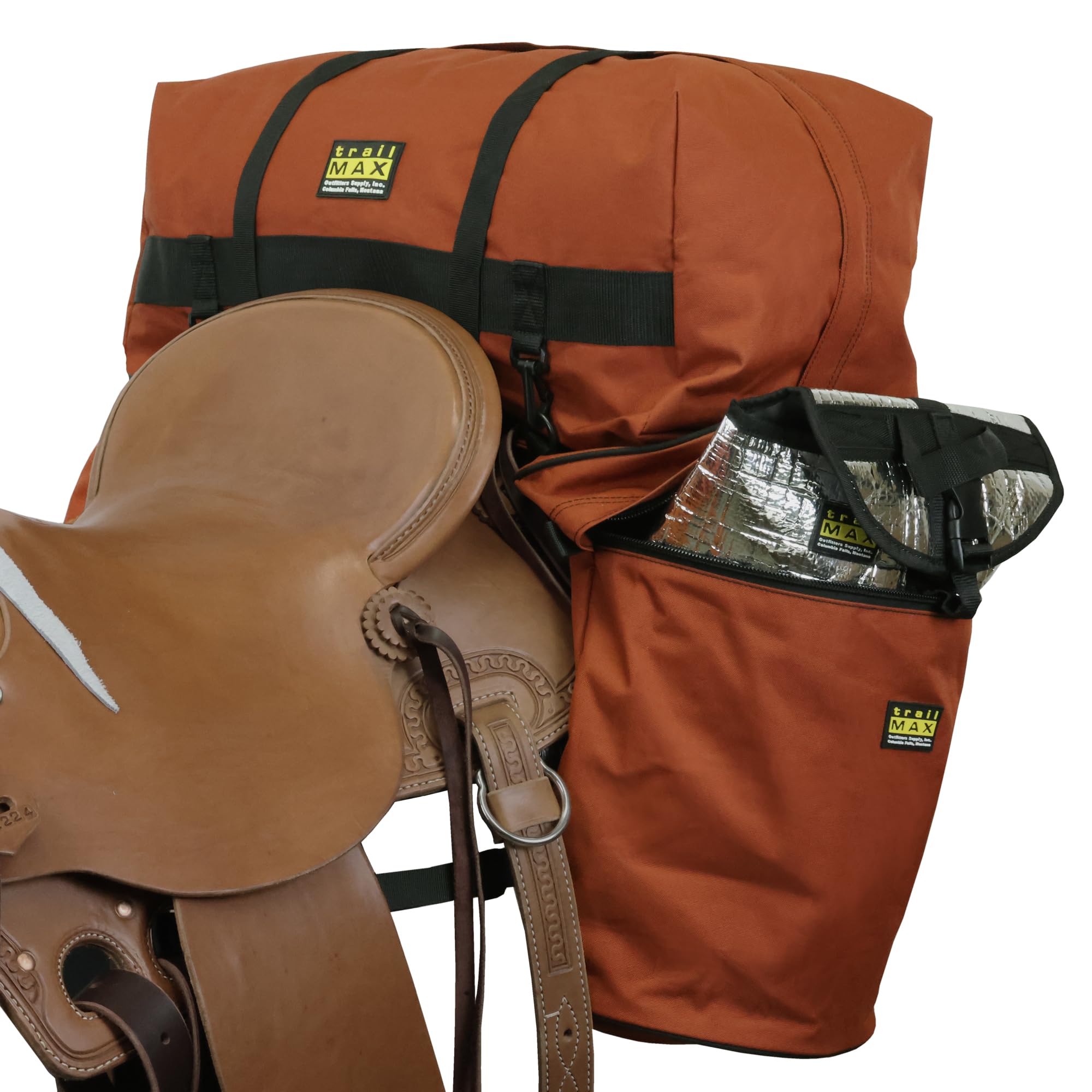 TrailMax Large Saddlebags for Trail Riding; Insulated Saddle Bags for Horses; Saddle Bags with Detachable Cantle Bag; Saddle Bag & Cantle Bag Set; Saddle Bags for Western & Endurance Saddles
