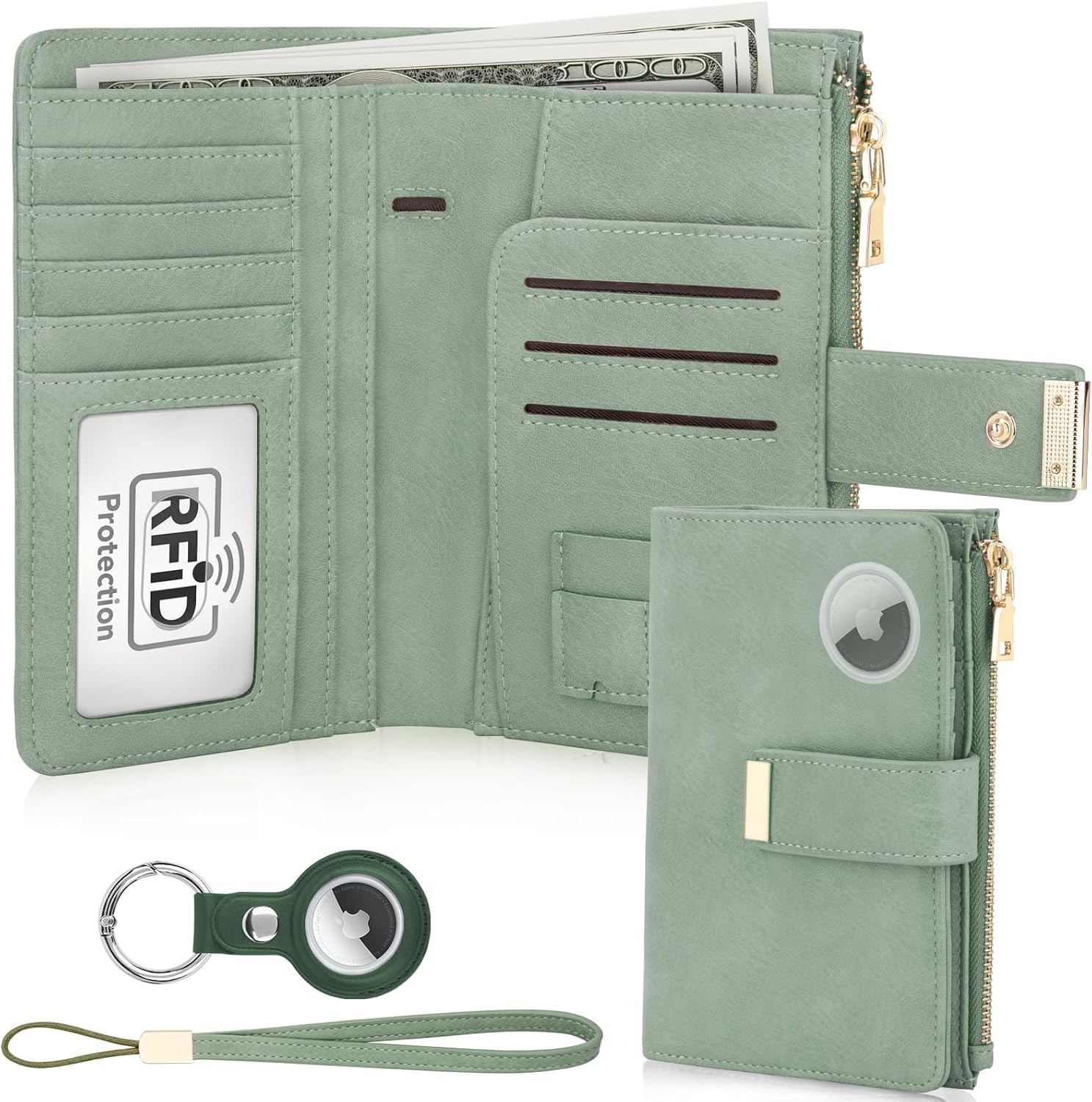 HUANLANG Passport Holder with Airtag for Women/Men, Airtag Passport Wallet for Travel Leather Passport Holder RFID Blocking,Travel Passport Walelt with Credit Card Holder