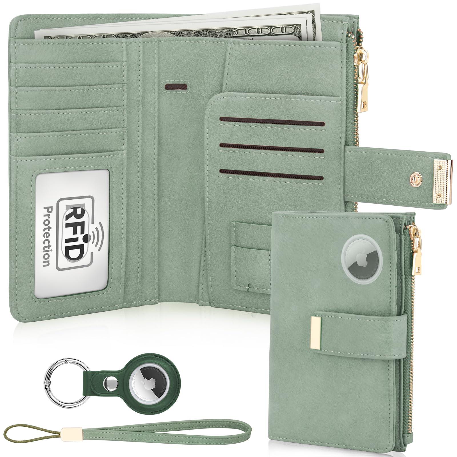 HUANLANG Passport Holder with Airtag for Women/Men, Airtag Passport Wallet for Travel Leather Passport Holder RFID Blocking,Travel Passport Walelt