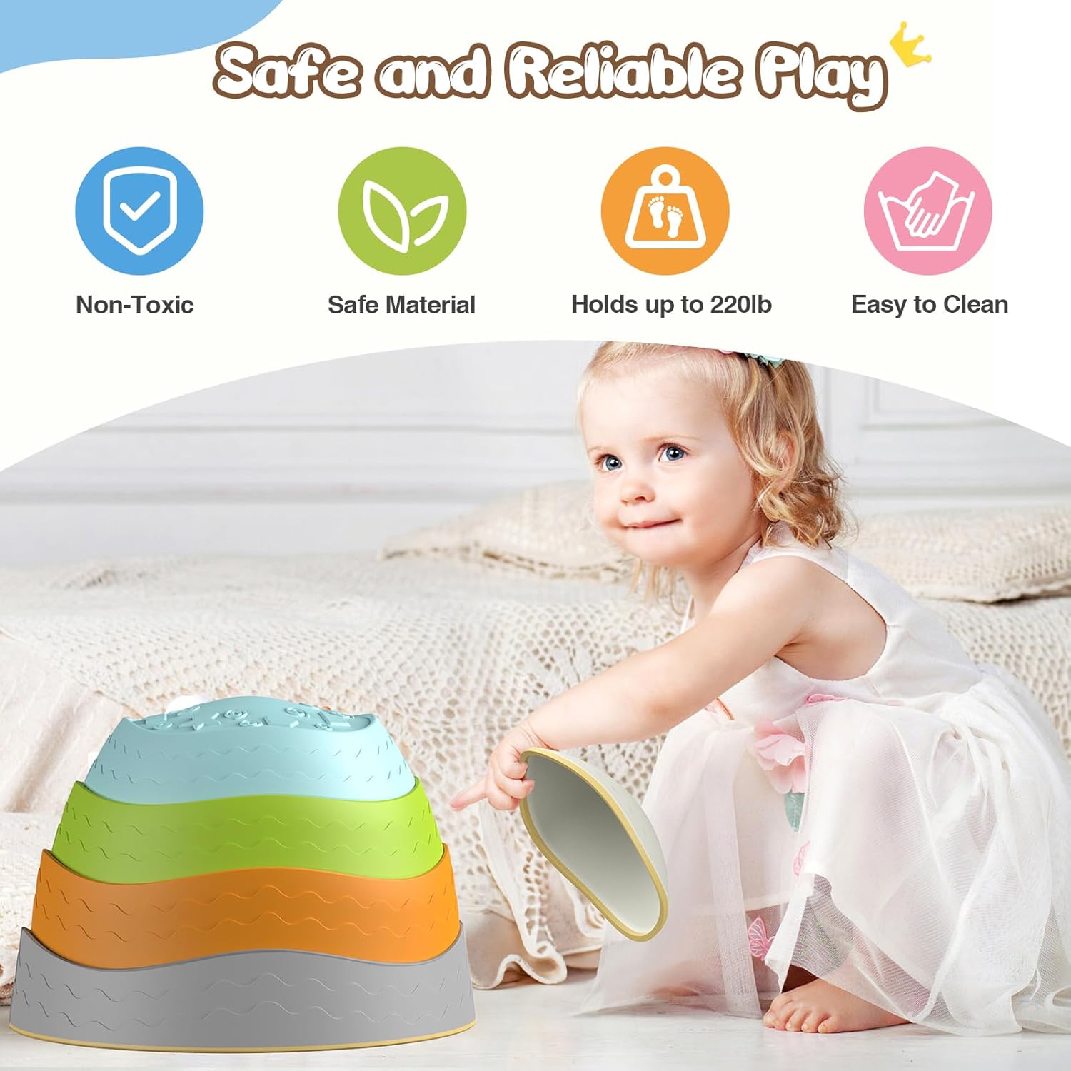Stepping Stones for Kids, Non-Slip Toddler Sensory Balance Stones for Promoting Children’s Coordination Skills, Obstacle Course Game Toys Indoor/Outdoor Play for Kids 3-8 - Image 5