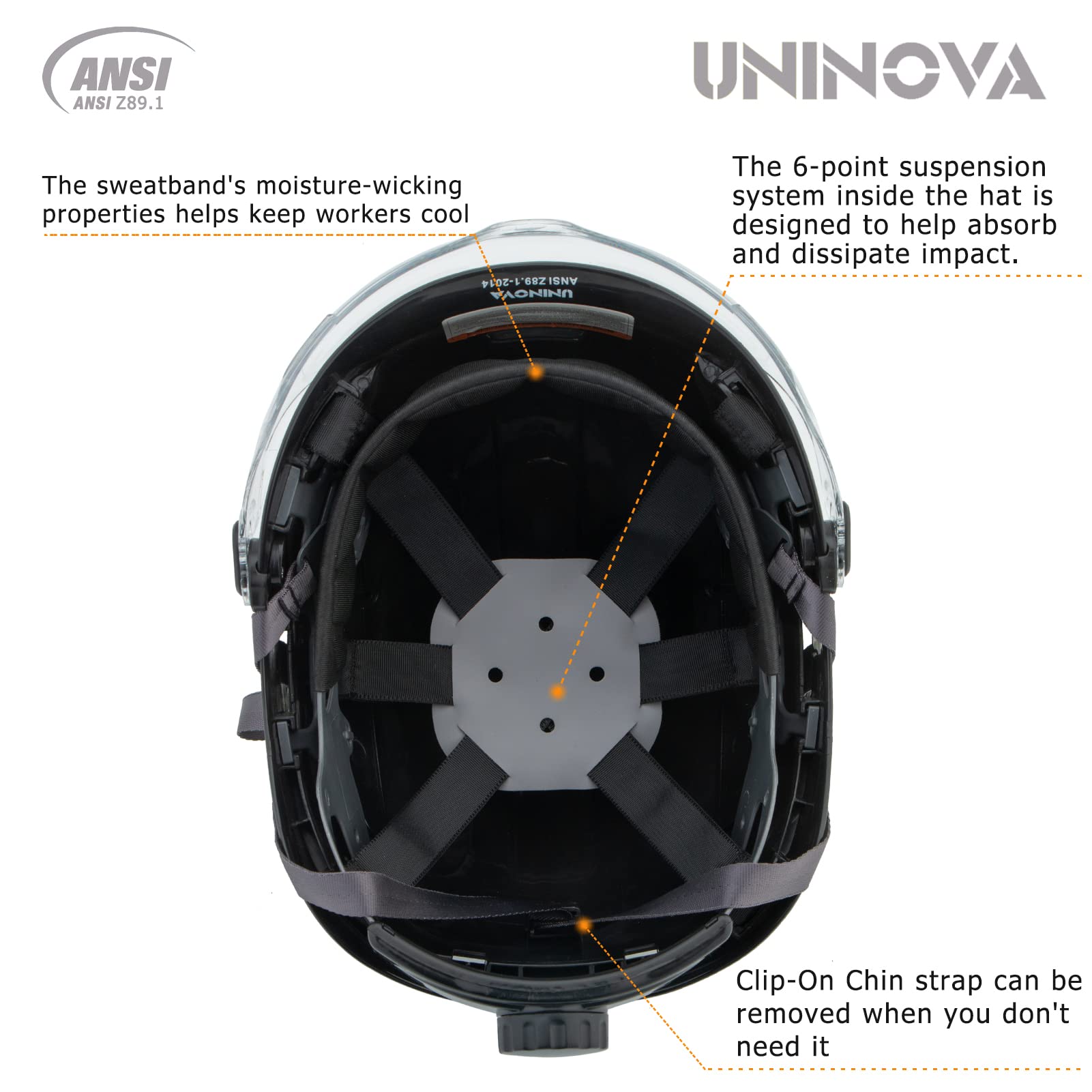 Safety Hard Hat - ANSI Z89.1 Approved Helmet Adjustable - 6-Point Ratchet Suspension & OSHA Hardhats