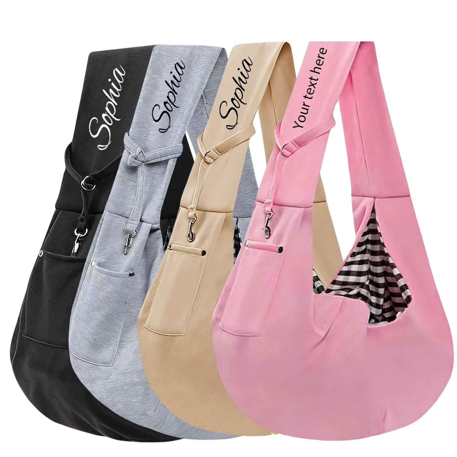 Personalized Dog Carrier Slings with Name, Reversible Hands-free Pet Sling for Small & Medium Puppy Dogs & Cats, for Outdoor Walking, Travel & Shopping (Non adjustable, One Size)