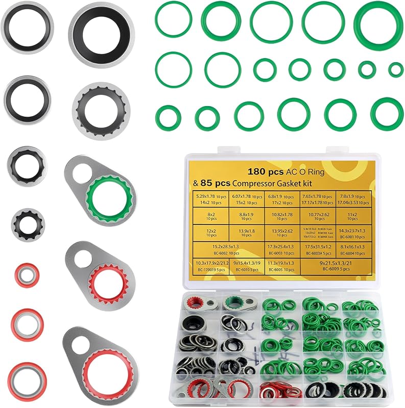 Kit de Anéis O-ring e Juntas Metálicas para Ar-Condicionado Automotivo Purthog R12/R134A – 265 peças