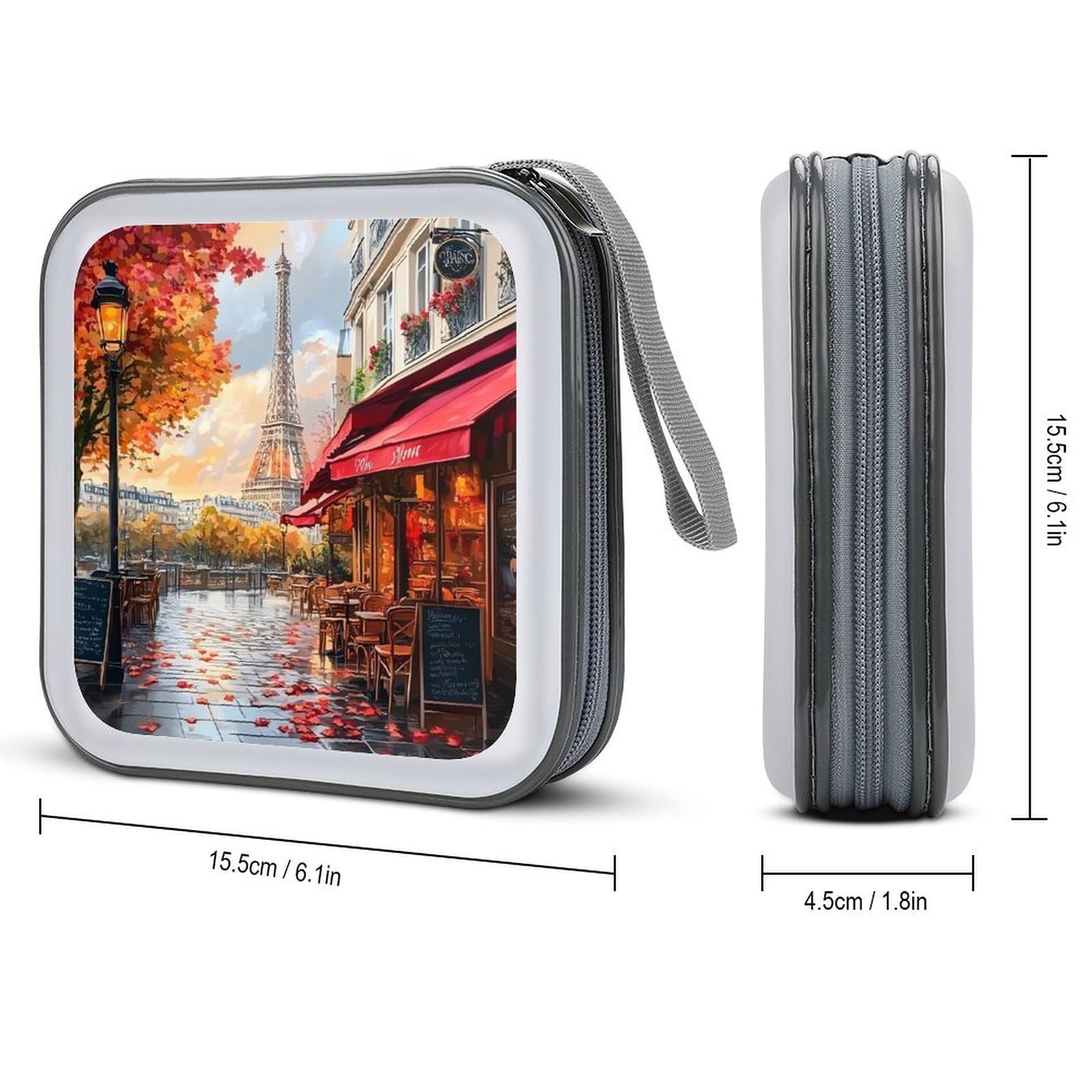 Eiffel Tower Cityscape CD Case Plastic DVD Case Holder Wallet Disc Storage Organizer for Car Travel