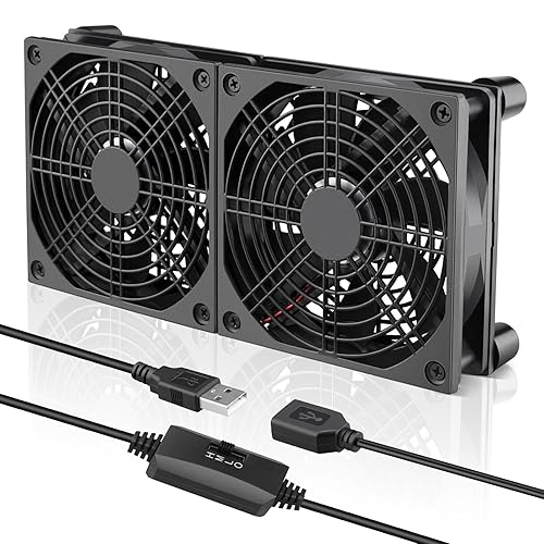 Miniatura 9 de GDSTIME Ventiladores USB duales de 4.724 in y 5 V, ventilador de flujo de aire grande de 102 CFM para router TV Box Micro computadora y otros