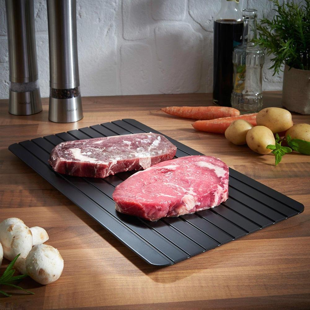 Planche De Décongélation Rapide Alimentaire En Aluminium 35,5 X 20,5 X 0,2 Cm - Avec Brosse Et Pinceau Silicone Plateau Aluminium Viande Poisson