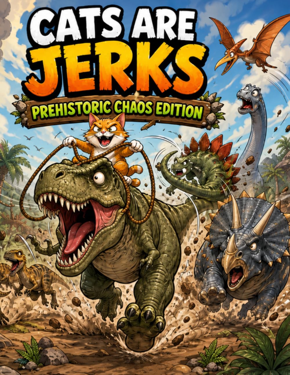 Cats are Jerks: Prehistoric Chaos Edition Adult Coloring Book
