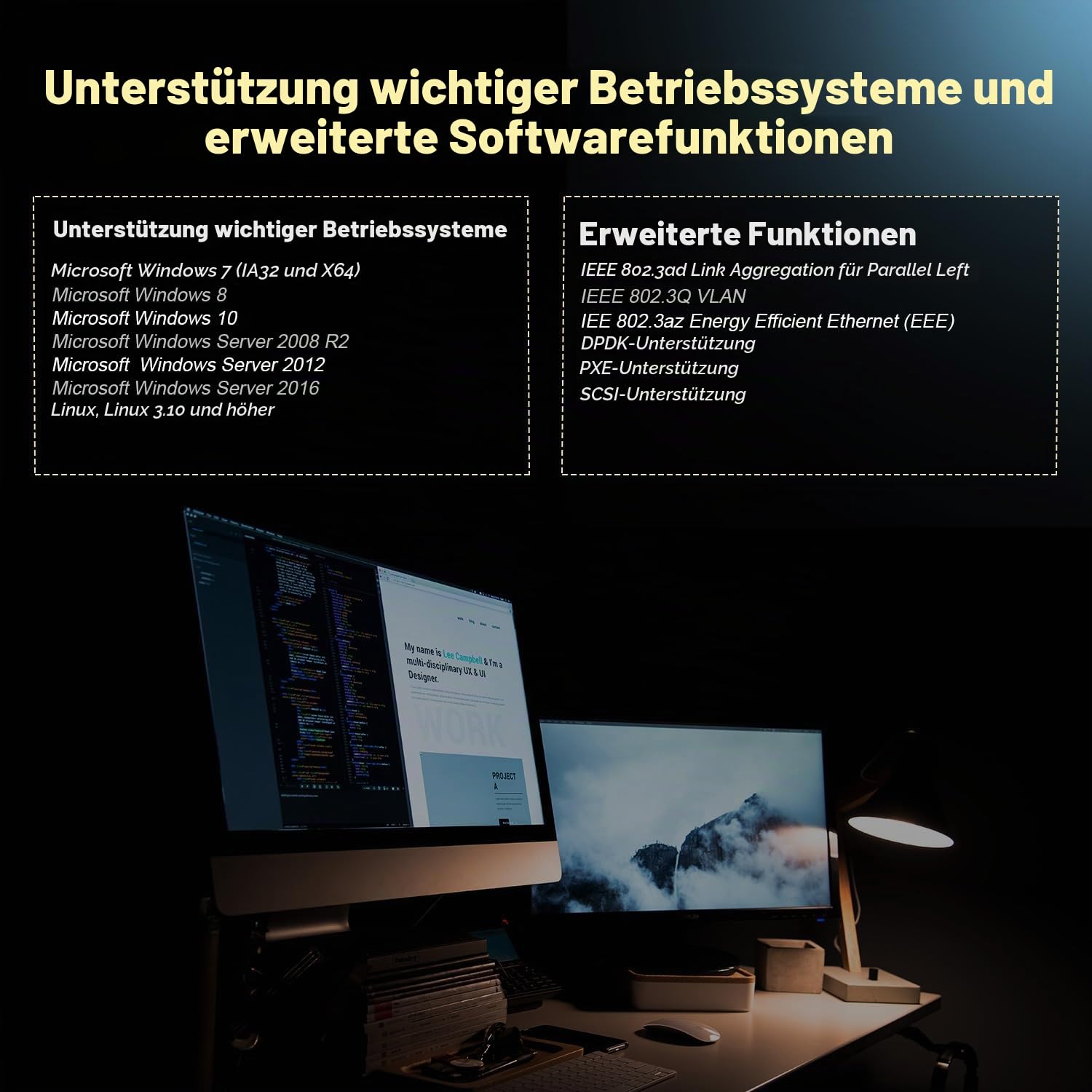 Binardat 4 Ports 2.5G PCIe Netzwerk Adapter, RTL8125B LAN Controller, 2500/1000/100Mbps RJ45 Ethernet NIC Karte, unterstützt PXE für Windows/Linux