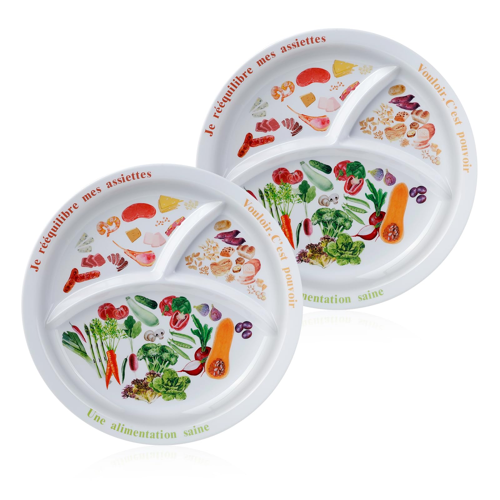 Piatti macro dietetici per dieta bariatrica, perdita di peso e cibo equilibrato piatto dietetico per adulti - controllo sano delle porzioni(francese)-2
