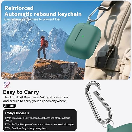 Miniatura 6 de Funda compatible con Airpods Pro 2 202320222019 con kit de limpieza, funda de protección de silicona para AirPod Pro con puntas para las orejas para