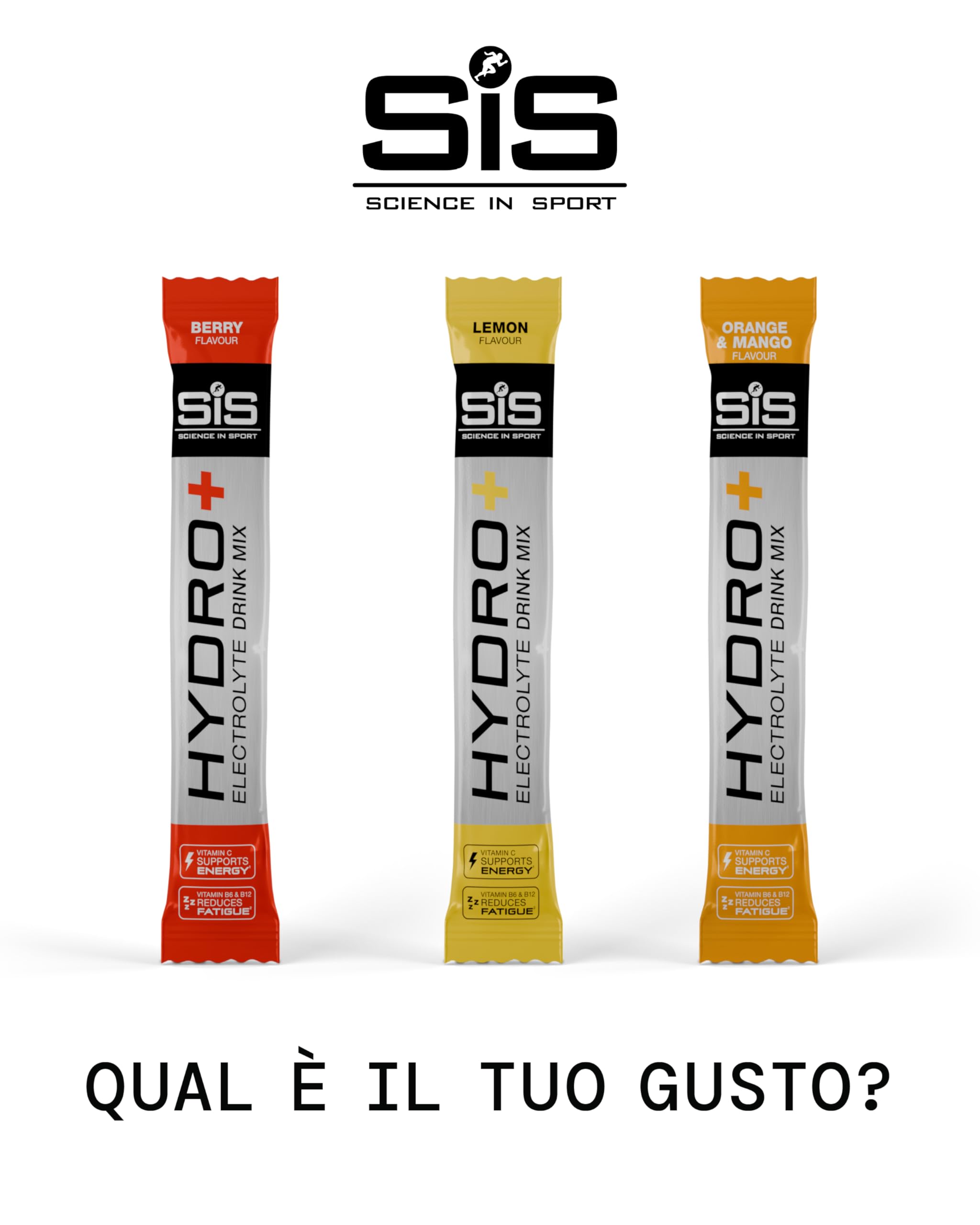 Science in Sport HYDRO+ Electrolyte Drink Mix 20x4,1g Limone - Elettroliti in polvere vegani, Bevanda sportiva con vitamina C e 5 importanti elettroliti