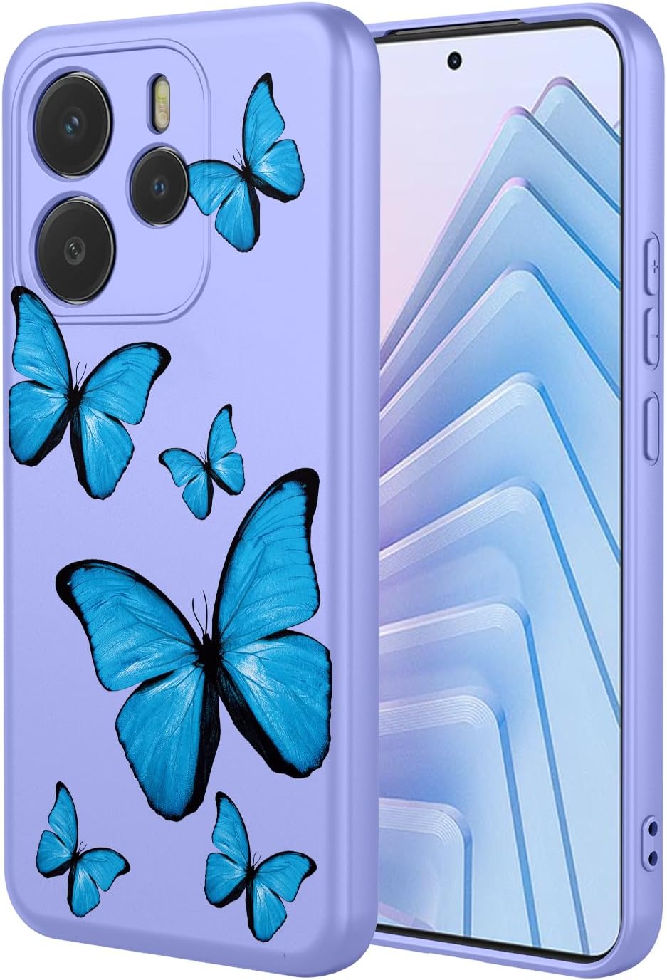 Phone Case for Redmi Note 14 4G Case, 24117RN76G, 24117RN76O, 24117RN76E Case Cute Butterfly Pattern Protective Soft TPU Phone Cover for Xiaomi Redmi Note 14 4G Purple Butterfly