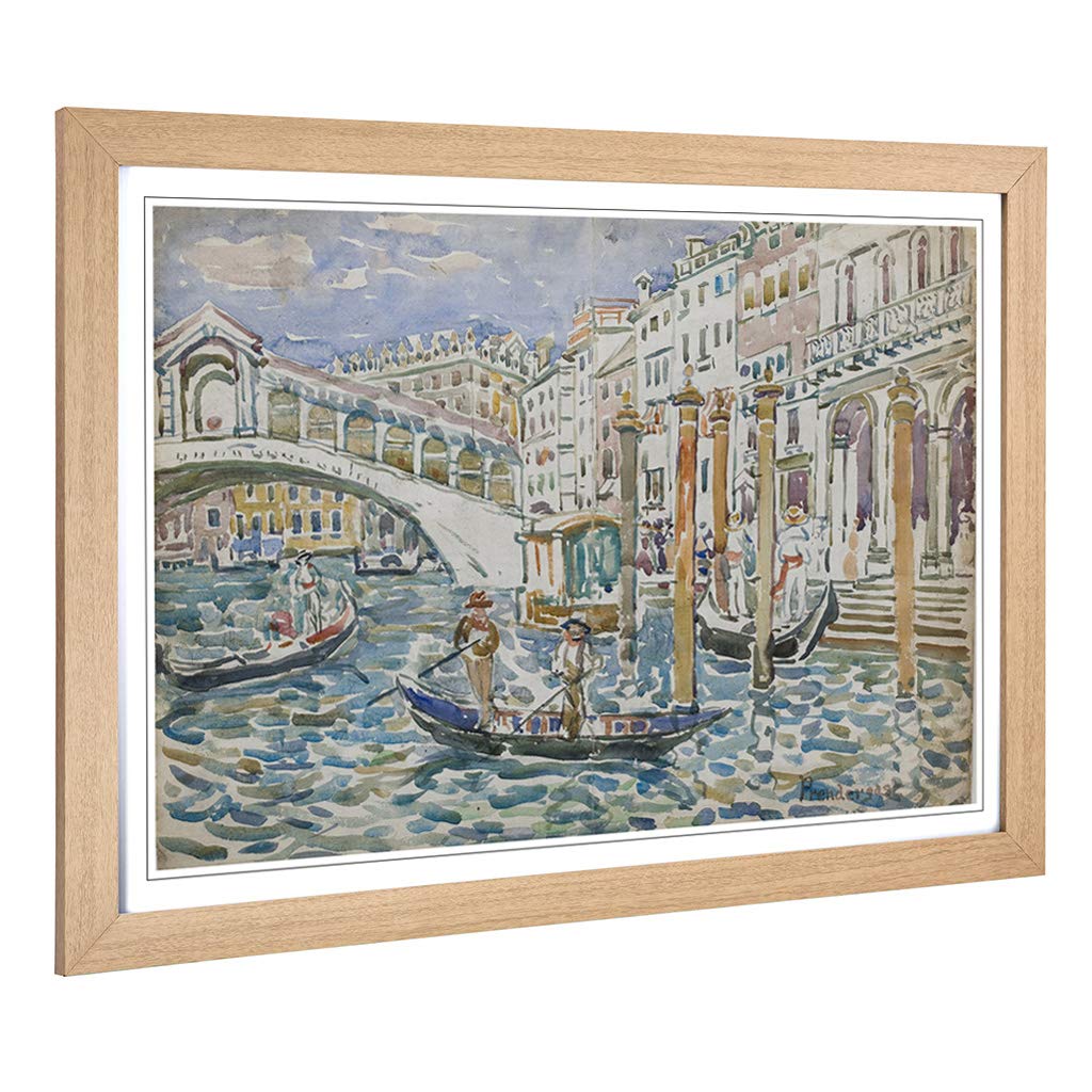 Big Box Art Framed Print of Maurice Pendergrast Rialto Venice Design | Wall Art Picture | Home Decor for Kitchen, Living Room, Bedroom, Hallway, Oak, A2 / 24.5x18 Inch / 62x45cm