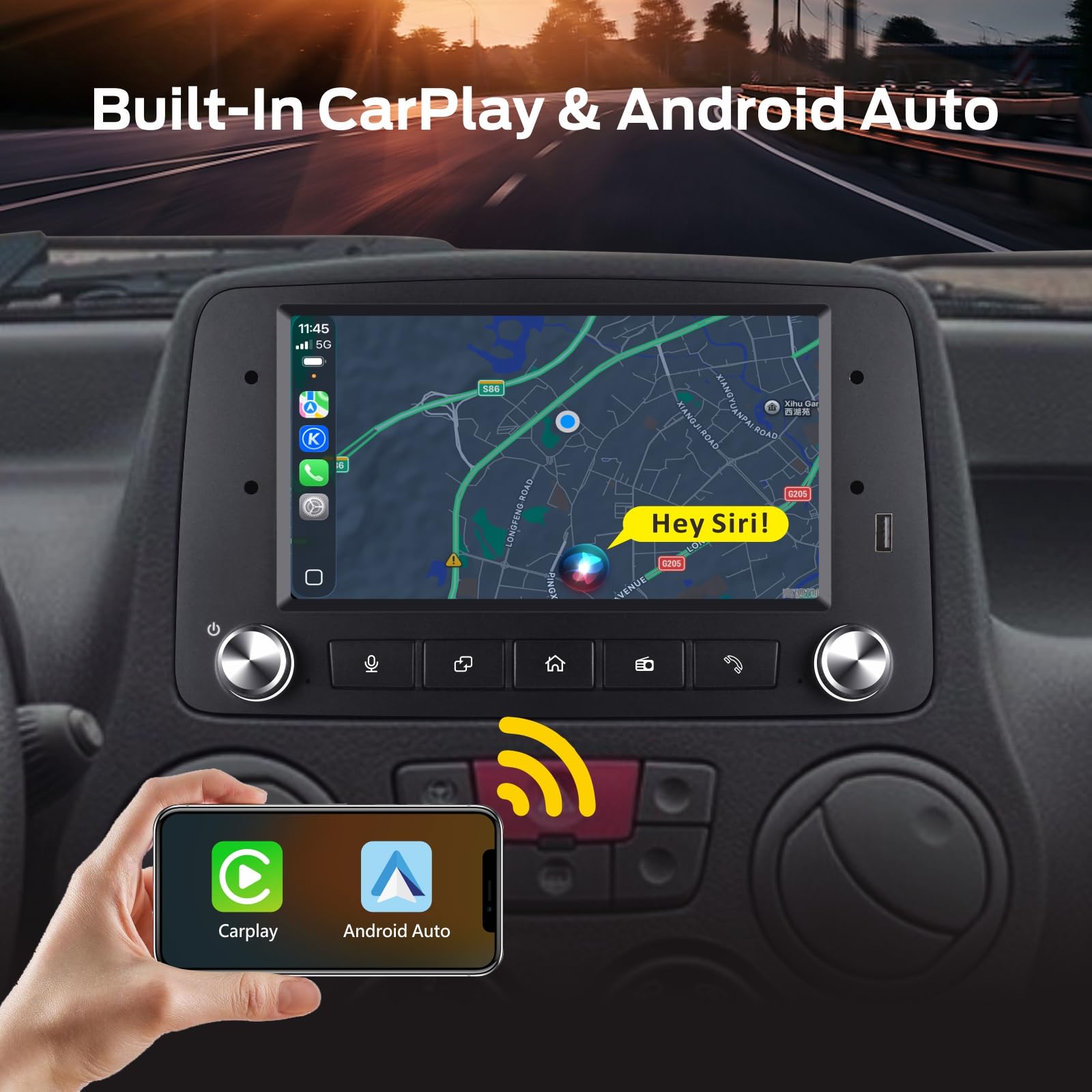Autoradio Linux per Fiat Panda 169 2003-2012 con CarPlay Wireless e Android Auto, avvio in 2 secondi, comandi fisici tramite manopola, audio di livello OEM, Porta ISO Plug & Play